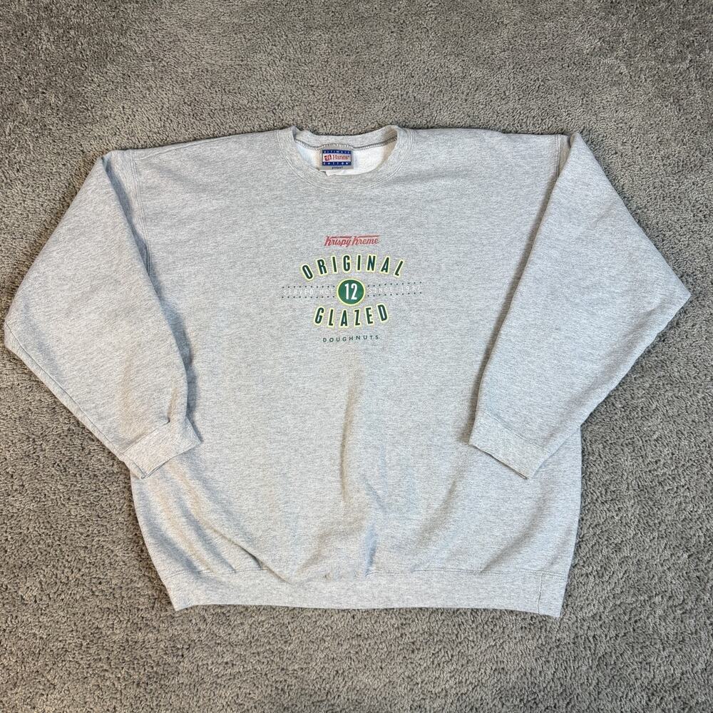 Vintage Krispy Kreme Sweatshirt Mens XL Original Glazed Pullover Crewneck Y2K